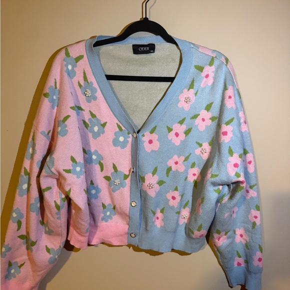 Cider Sweaters - Plus Sized Cider Women’s Cardigan with pearl accents 4x